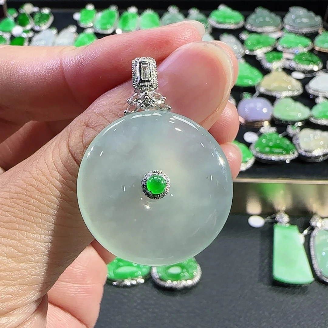 翡翠18K金镶嵌吊坠(不含链)