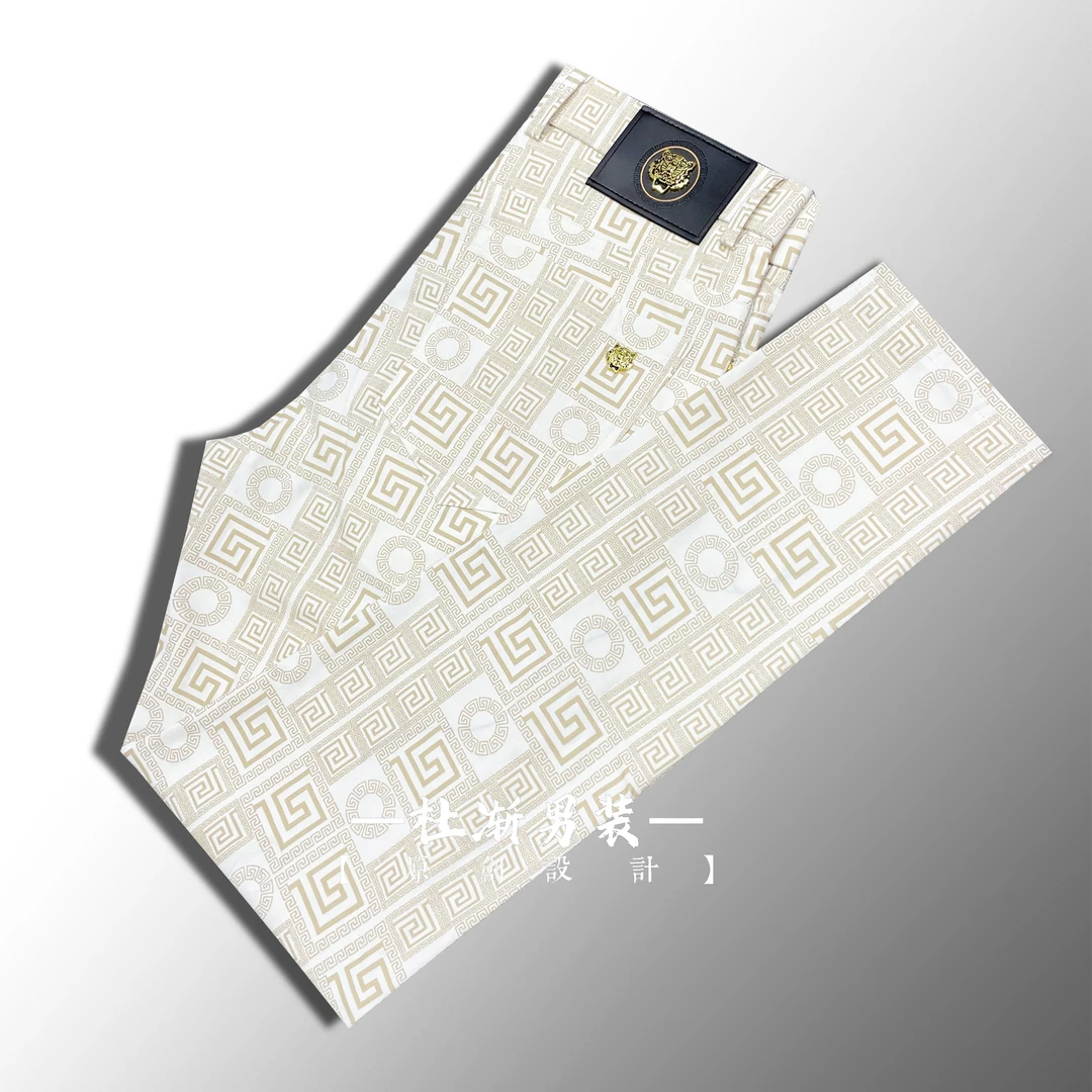 2025秋季新款3D立体冰丝植绒龙纹欧货修身高端休闲裤男裤弹力666B