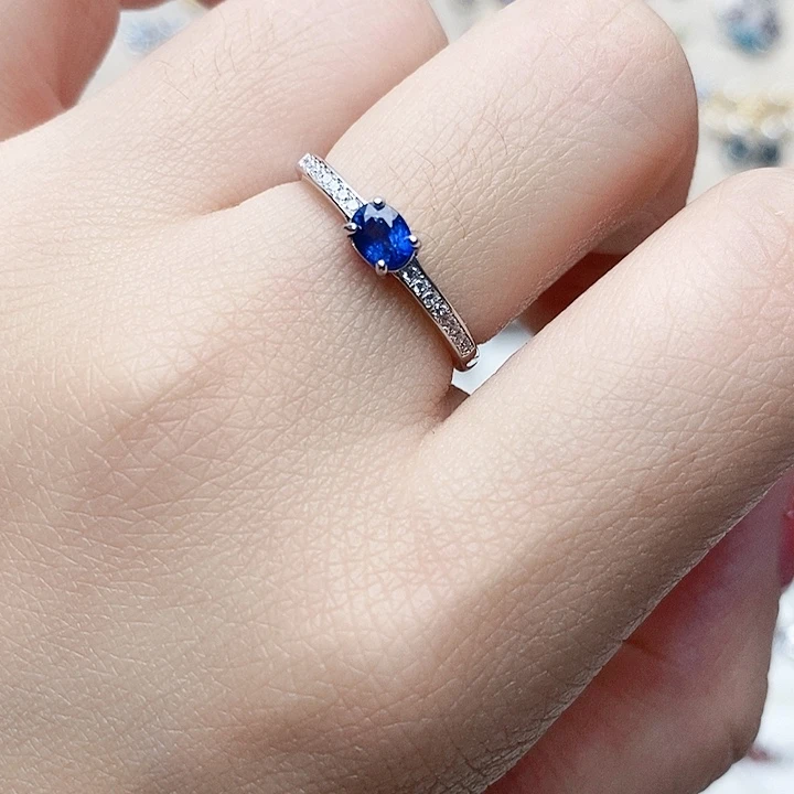 蓝宝石戒指银S925镶嵌戒指