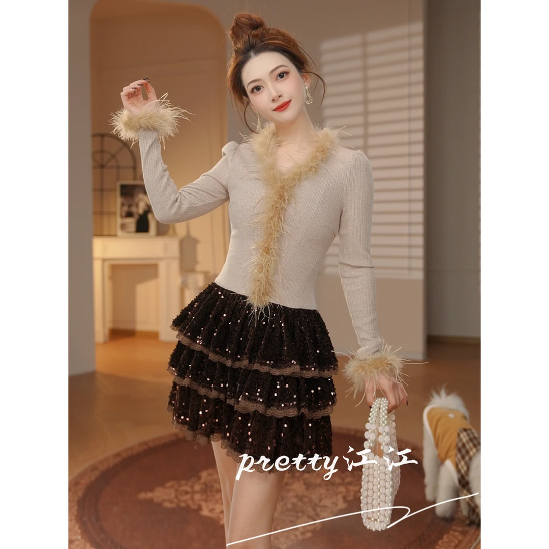 Pretty小众设计师品牌江江定制 时尚减龄洋气宴会名媛连衣裙22019