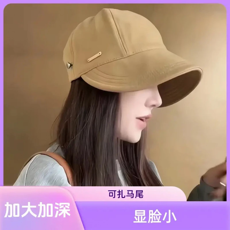 韩版加宽遮脸鸭舌帽子女春秋百搭显脸小渔夫帽明星同款休闲毛呢帽