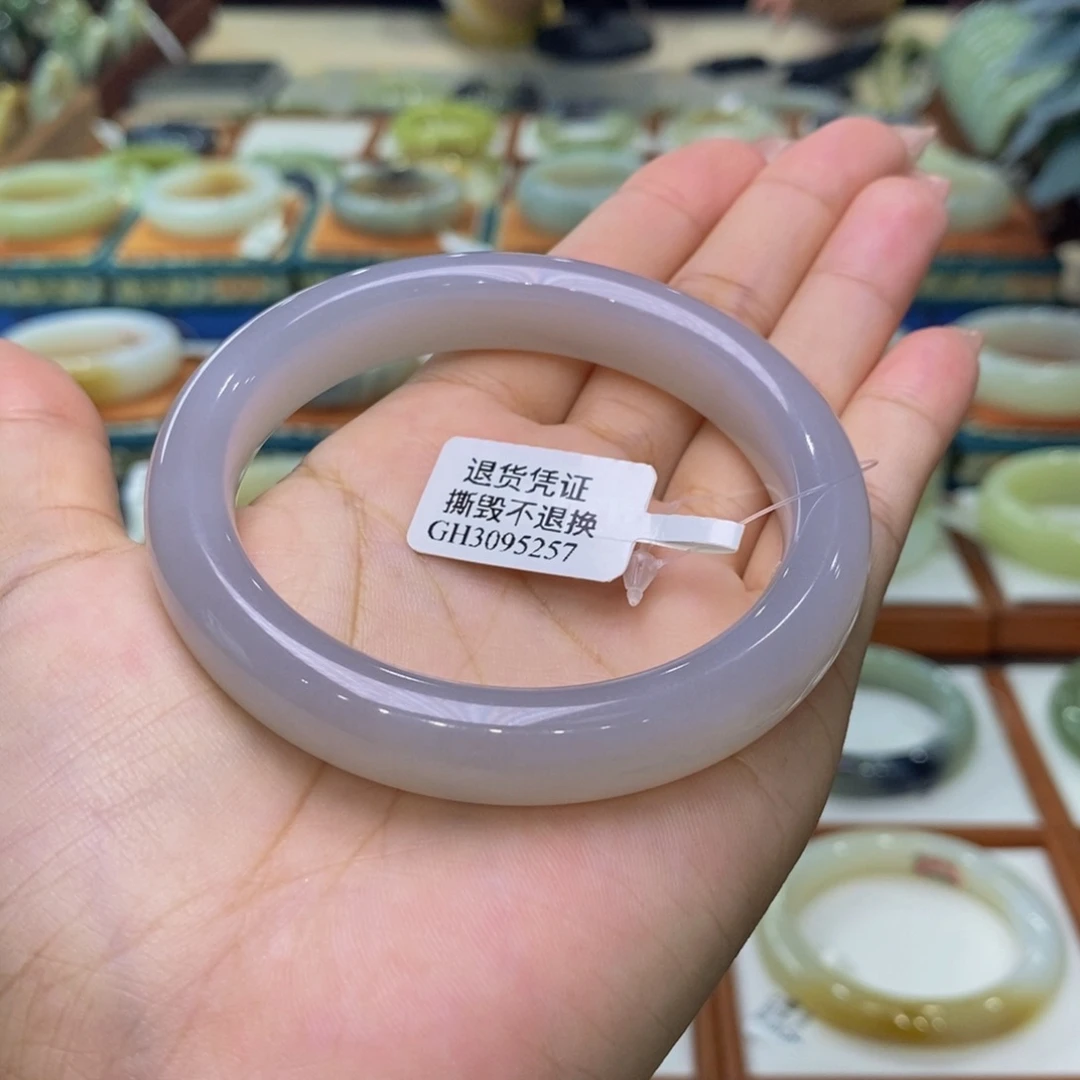 和田玉手镯未镶嵌和田玉冰紫58