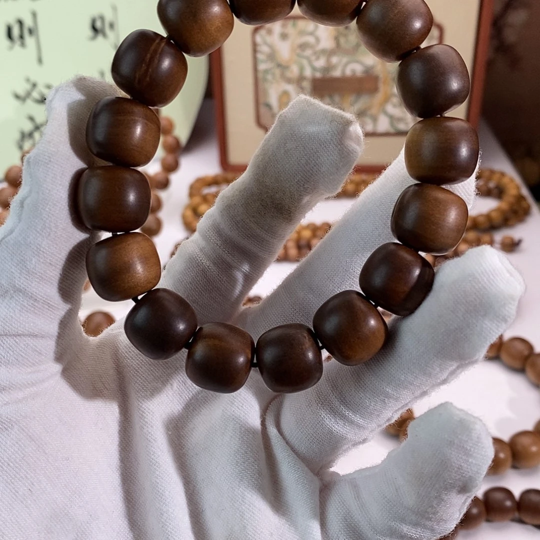 檀香木手串/手链横纹黑肉1314树心瑕疵