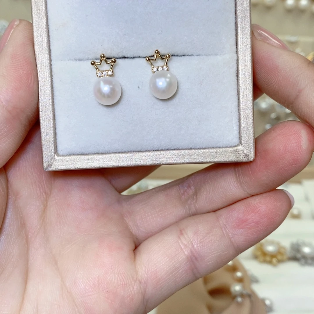 银S925镶嵌耳饰淡水珍珠