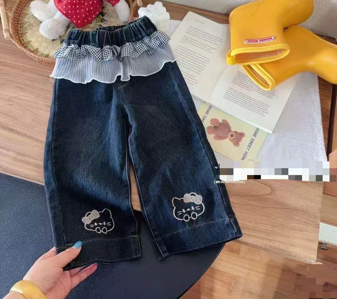 长裤牛仔裤高腰中腰夏季裤子重工牛仔裤女