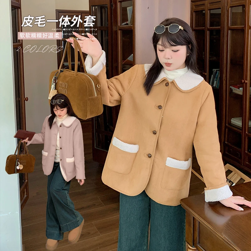 【红袖雨】大码女装娃娃领毛呢外套2024冬季保暖上衣SJ0724411805