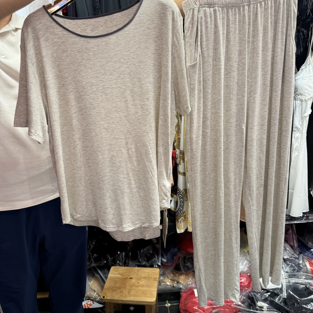 夏季女款短袖长裤简约亲肤可外穿家居服