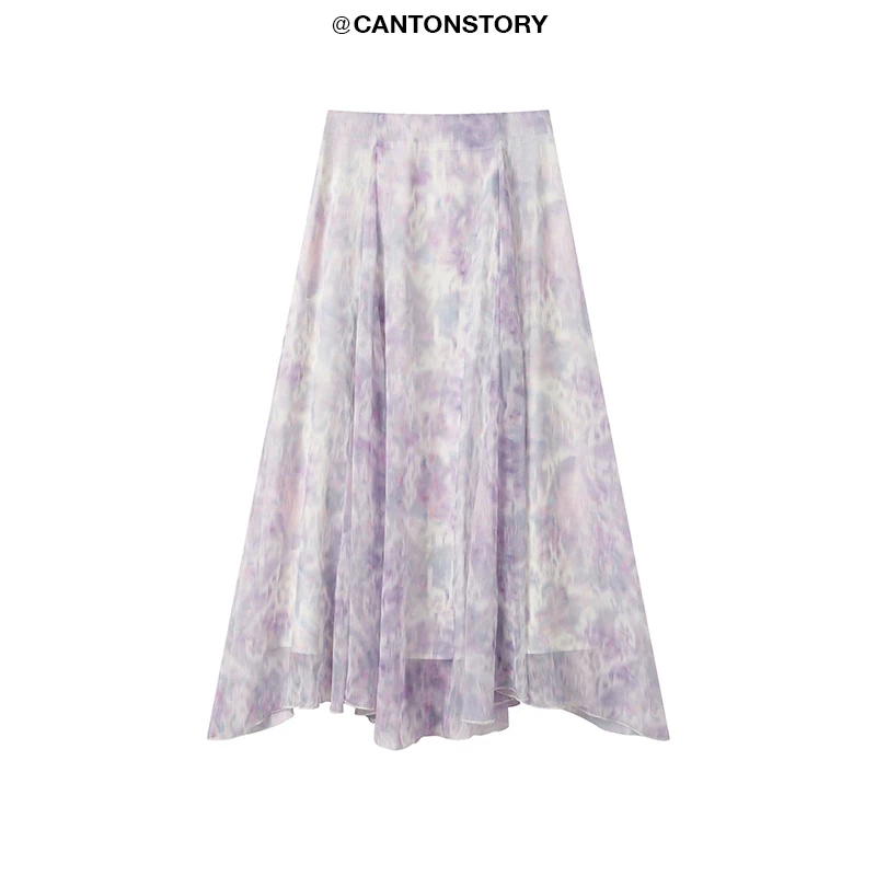 羊城故事【现现】法式紫色高腰2025夏季气质氛围感半身裙 Y50449849