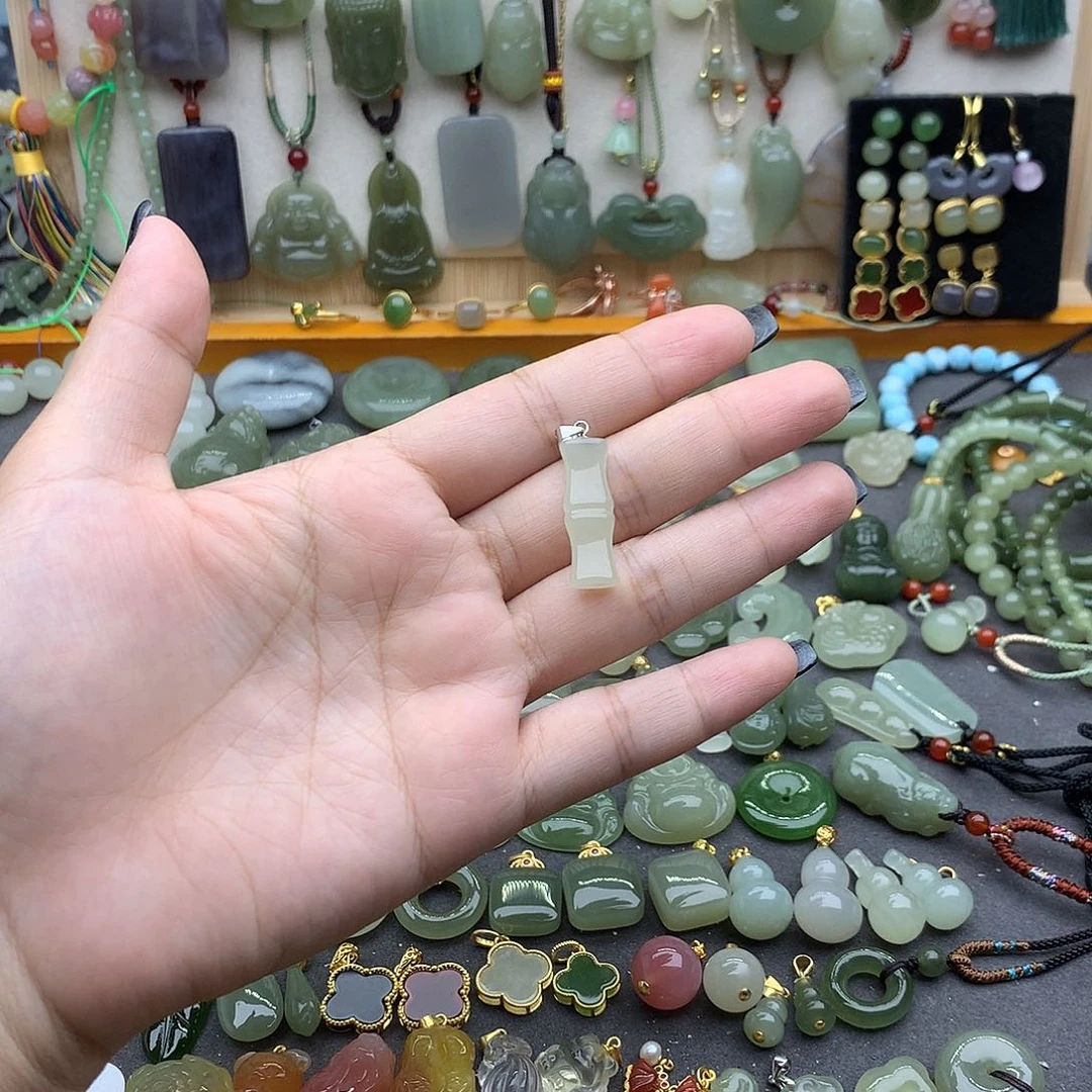 行***山和田玉银S925镶嵌吊坠(不含链)