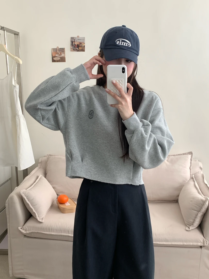 1616韩版捏褶收腰卫衣