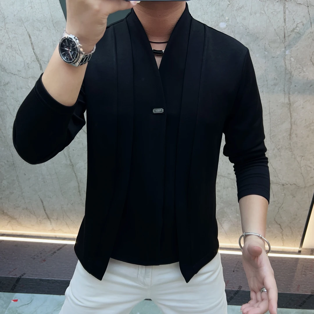 《绅士》欧货男装时尚休闲翻领轻奢空气棉款百搭透气上衣潮流修身型