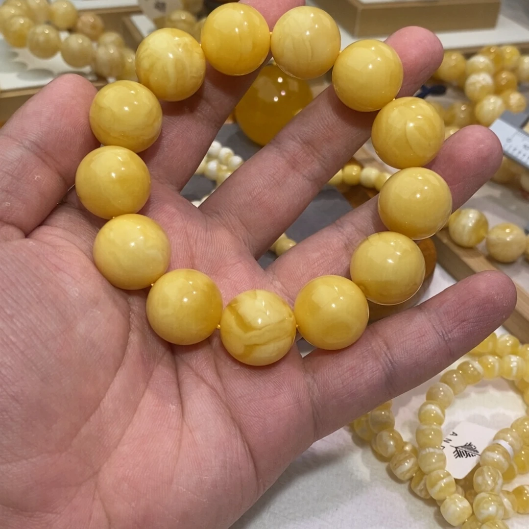 琥珀未镶嵌手链特浓18.5