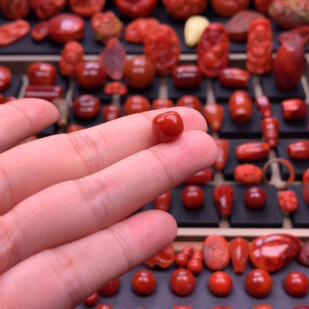 南红玛瑙未镶嵌川料原矿老型单珠9.6mm