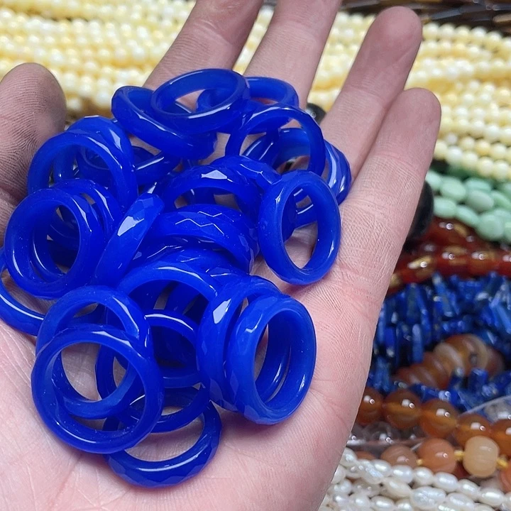 玛瑙/玉髓珠宝半成品未镶嵌15个16-20m蓝玉跑环
