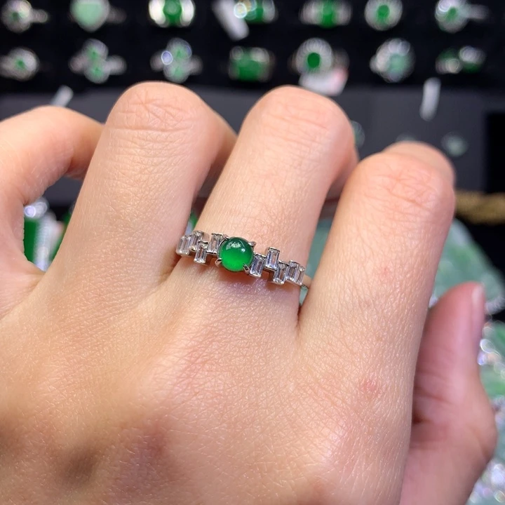 【闪购商品】翡翠戒指银S925镶嵌天然翡翠