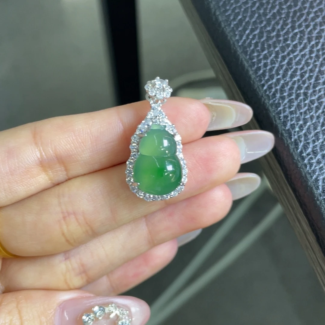 翡翠银S925镶嵌吊坠(不含链)