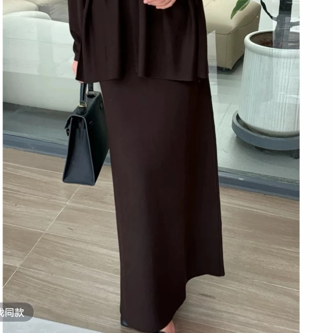 易缔媤咖色针织半裙