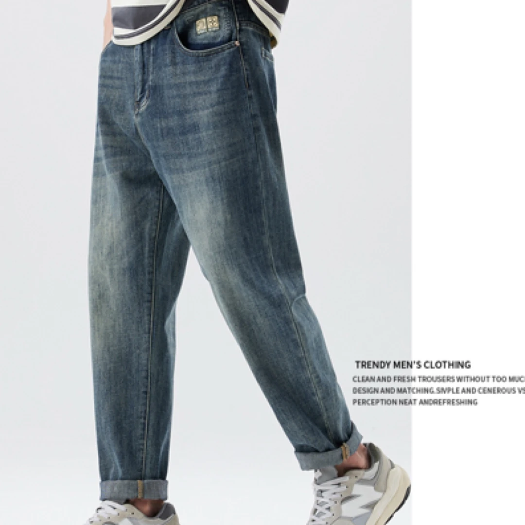 三道古域时尚百搭牛仔长裤基本款修身水洗