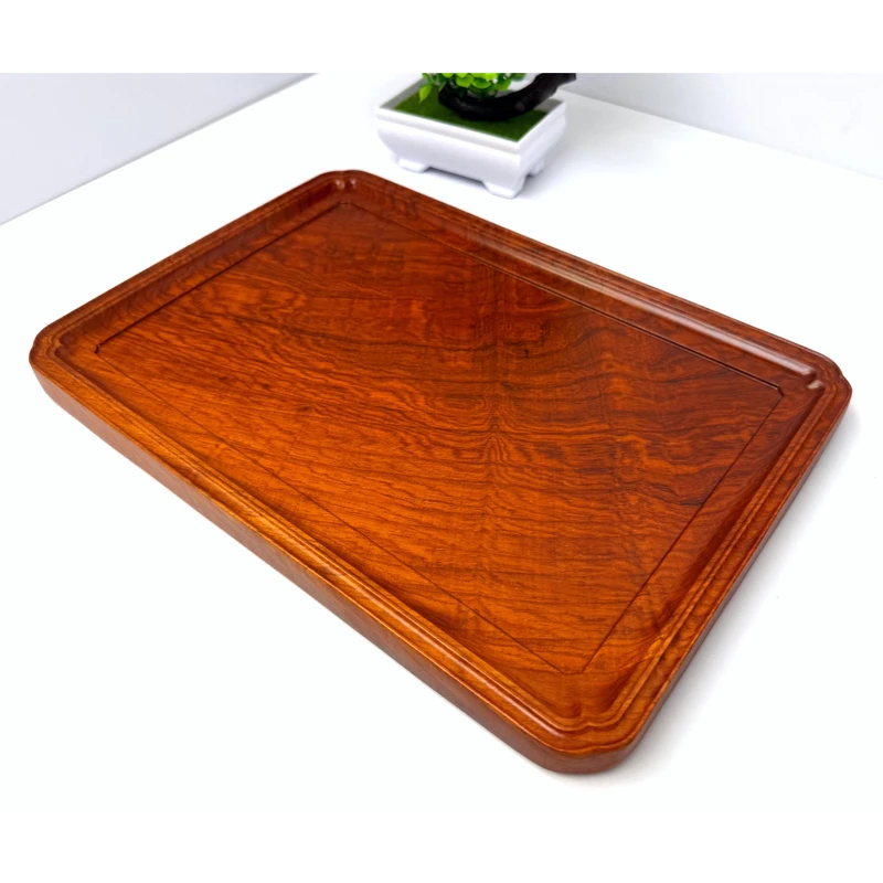 缅甸花梨茶托盘干泡盘茶具点心盘文承盘壶承杯托茶盘32-22cm