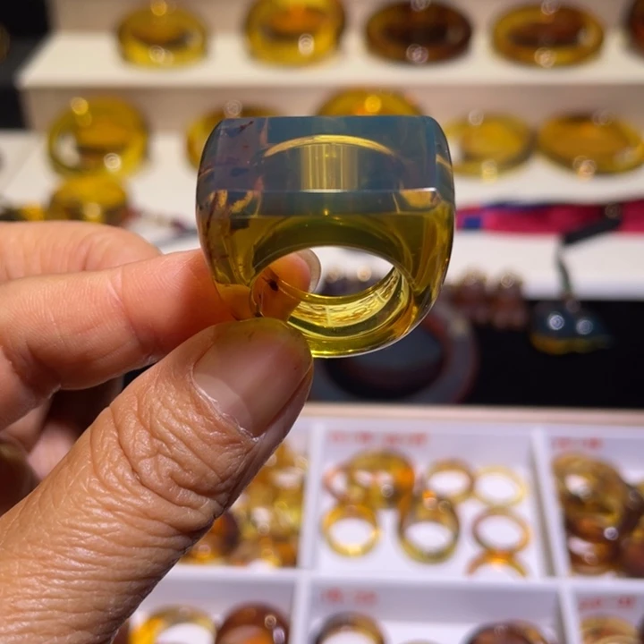 琥珀戒指未镶嵌马鞍戒指18号的
