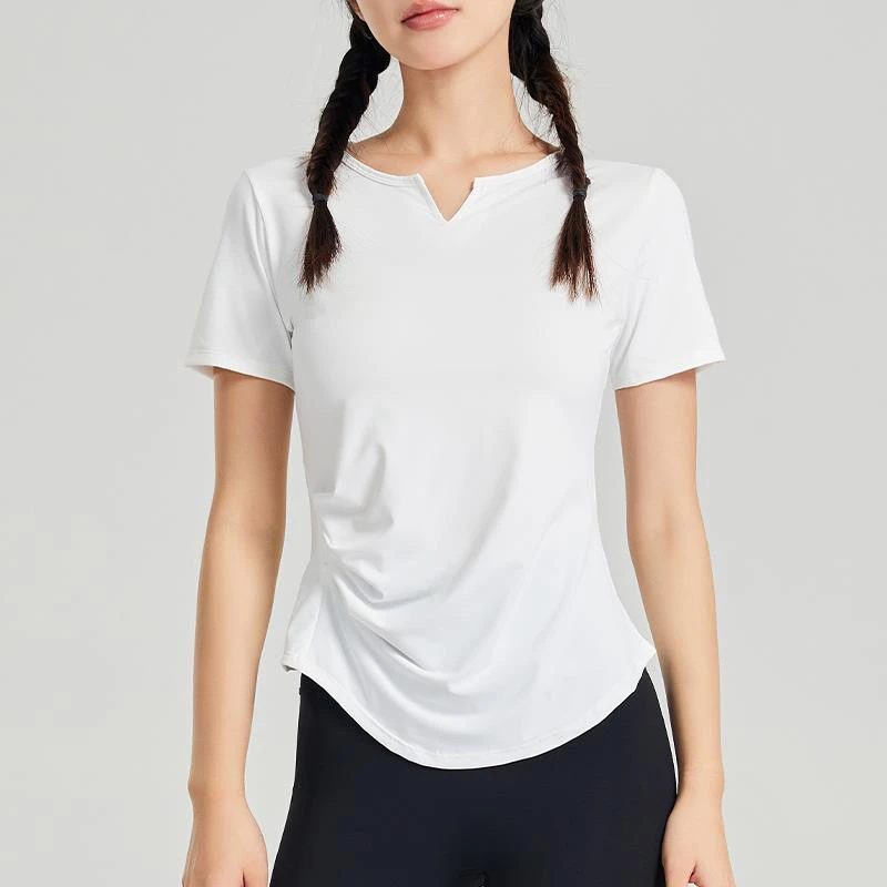 大码瑜伽服短袖女普拉提训练专业显瘦运动T恤跑步健身上衣2427