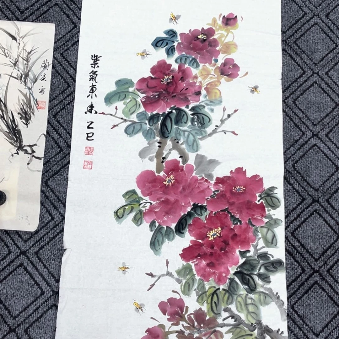 国画谭世卿老师三尺花鸟作品赵1