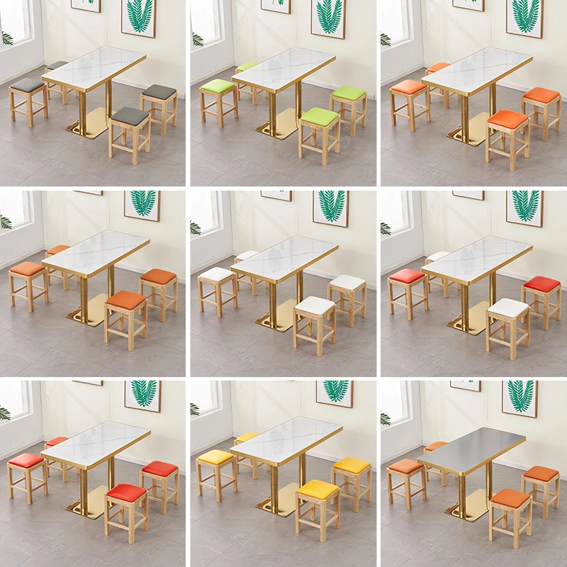 商用岩板快餐桌小吃店面馆烧烤店小吃奶茶早点餐饮饭店餐桌椅组合