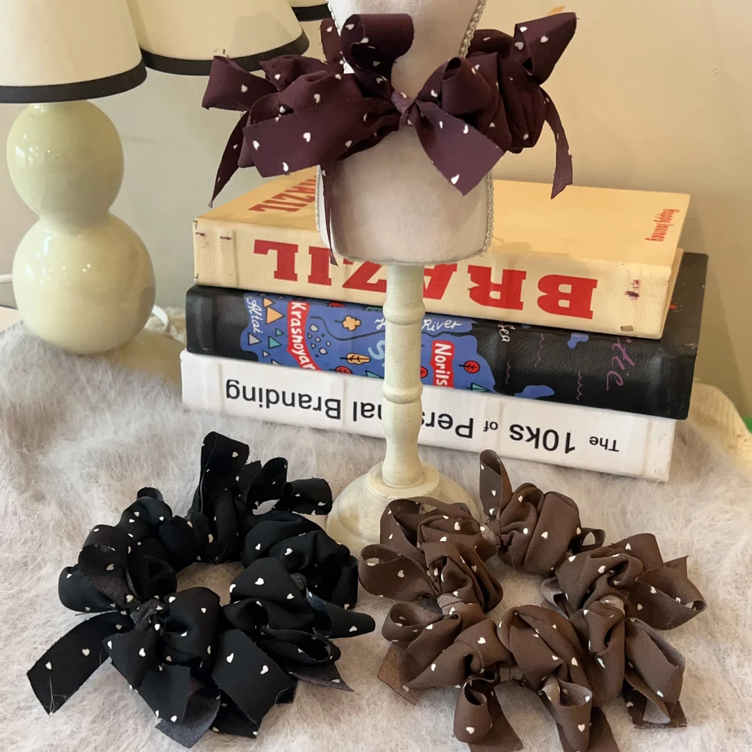 木子秋秋冬氛围感波点蝴蝶结发圈ins高级感时髦洋气简约百搭发饰