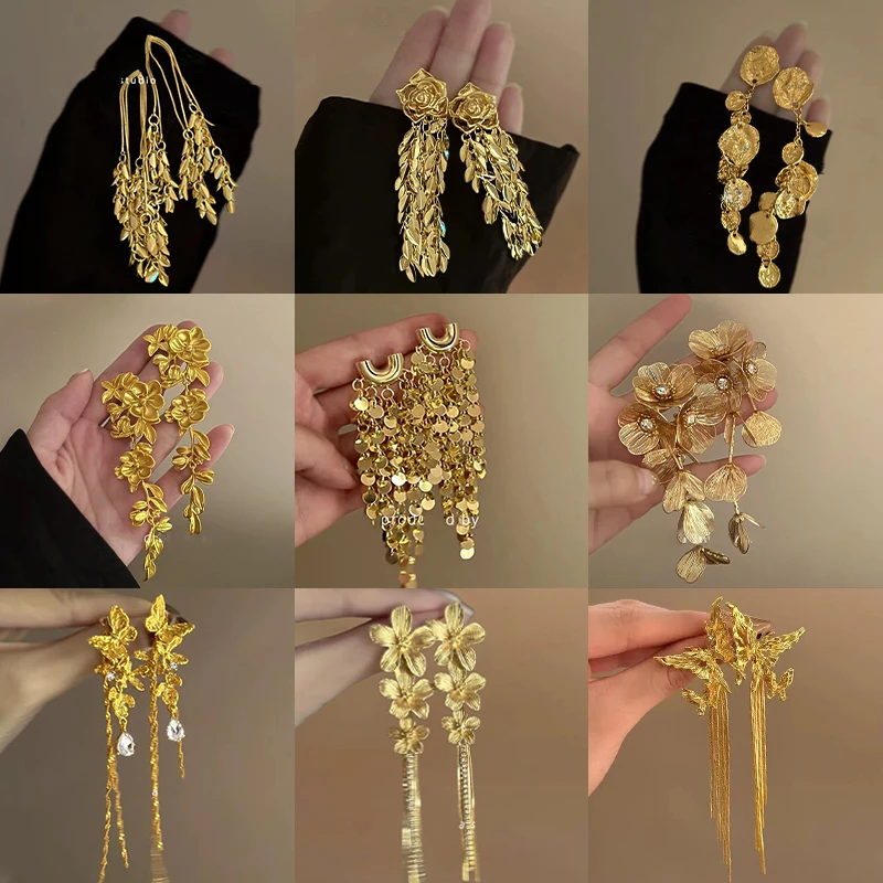 合金耳饰 "夜色摇曳"轻奢法式复古麦穗流苏耳环高级小众气质耳钉