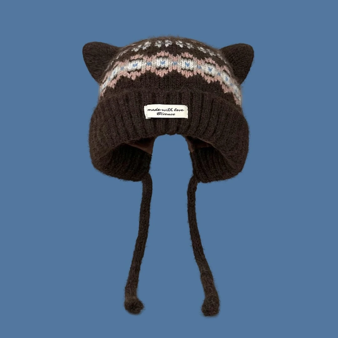 冬季加绒加厚针织帽秋冬季毛线帽针织帽帽子冬季护耳帽