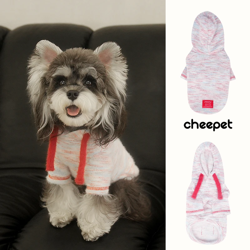 cheepet/趣派狗狗秋冬长袖简约弹力针织衫珊瑚绒连帽针织毛衣外套