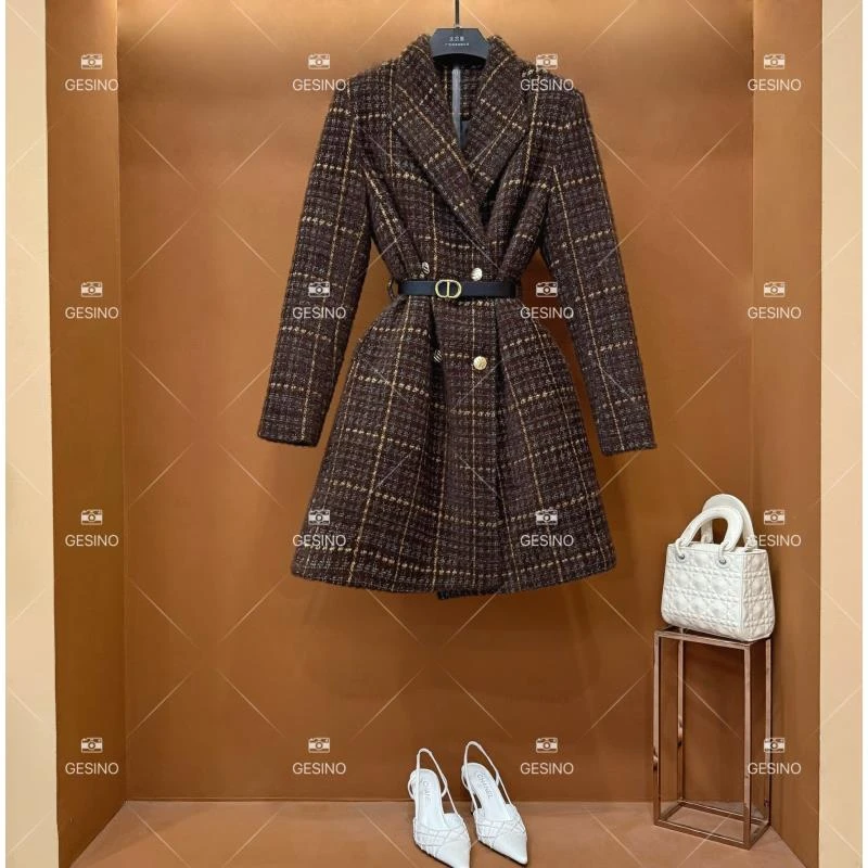 【关关】秋冬气质轻奢时尚设计师中长款大衣QD-2025001