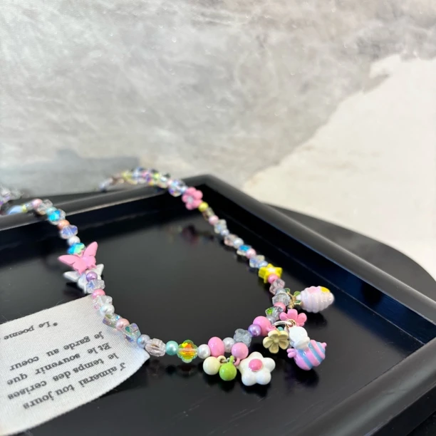 铜合金仿水晶项链 花花蝴蝶蜜蜂项链XL3248