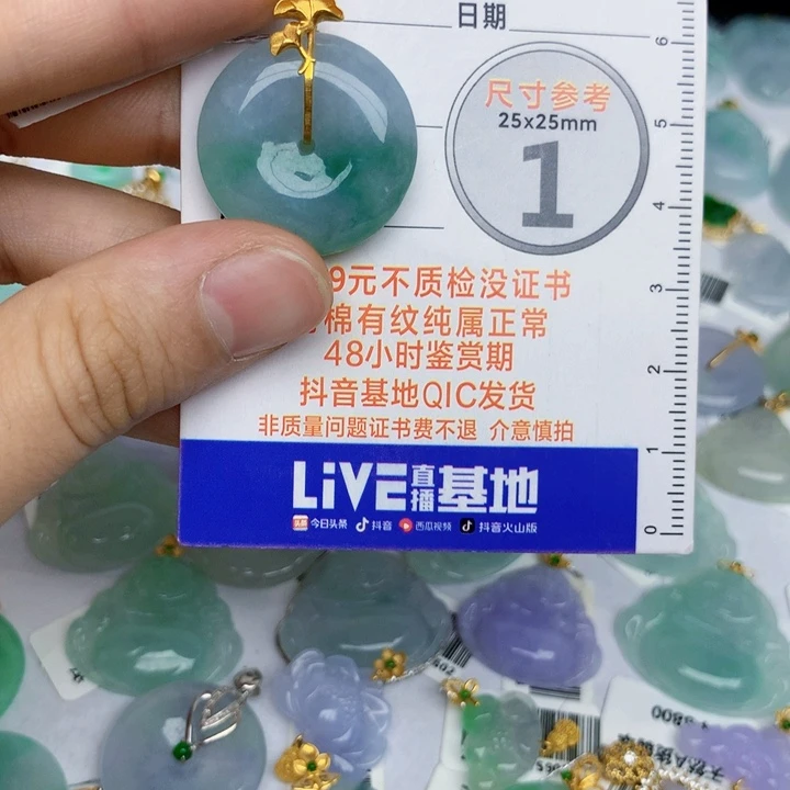 翡翠18K金镶嵌颈饰平安扣