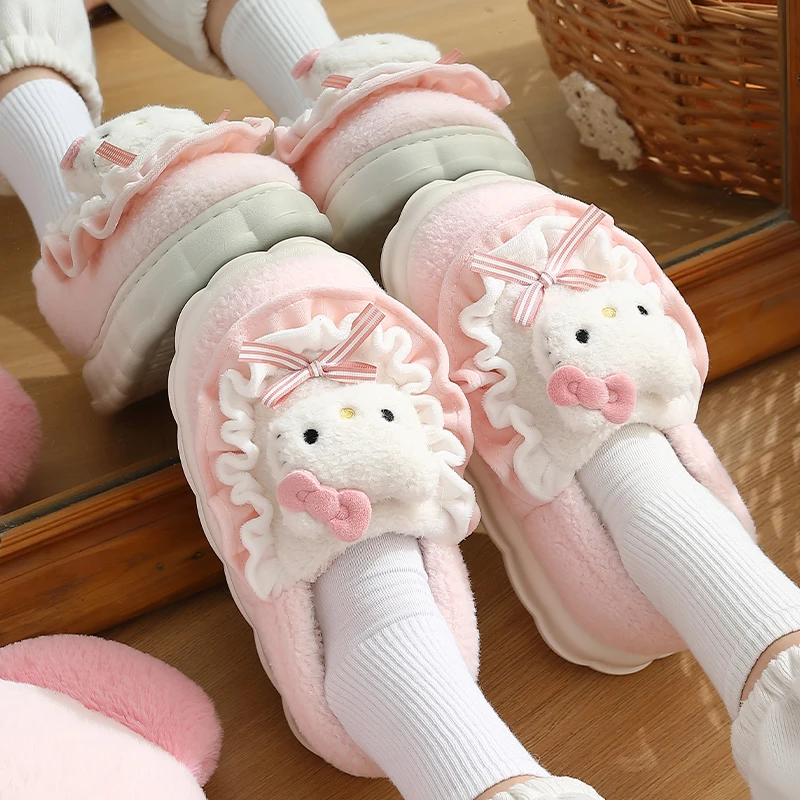 HelloKitty棉拖鞋女士秋冬季2025新款可爱包跟毛绒保暖玉桂狗棉鞋