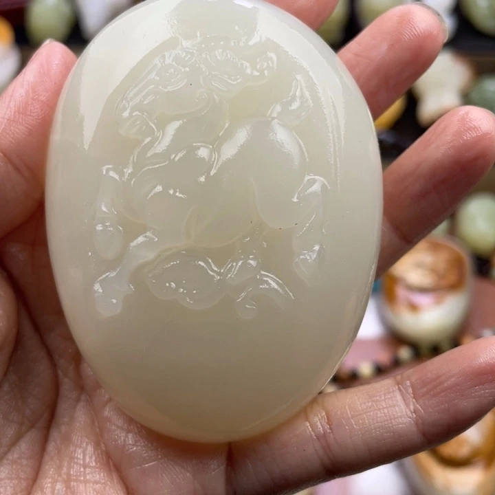 毛***毛石材古青石手把件