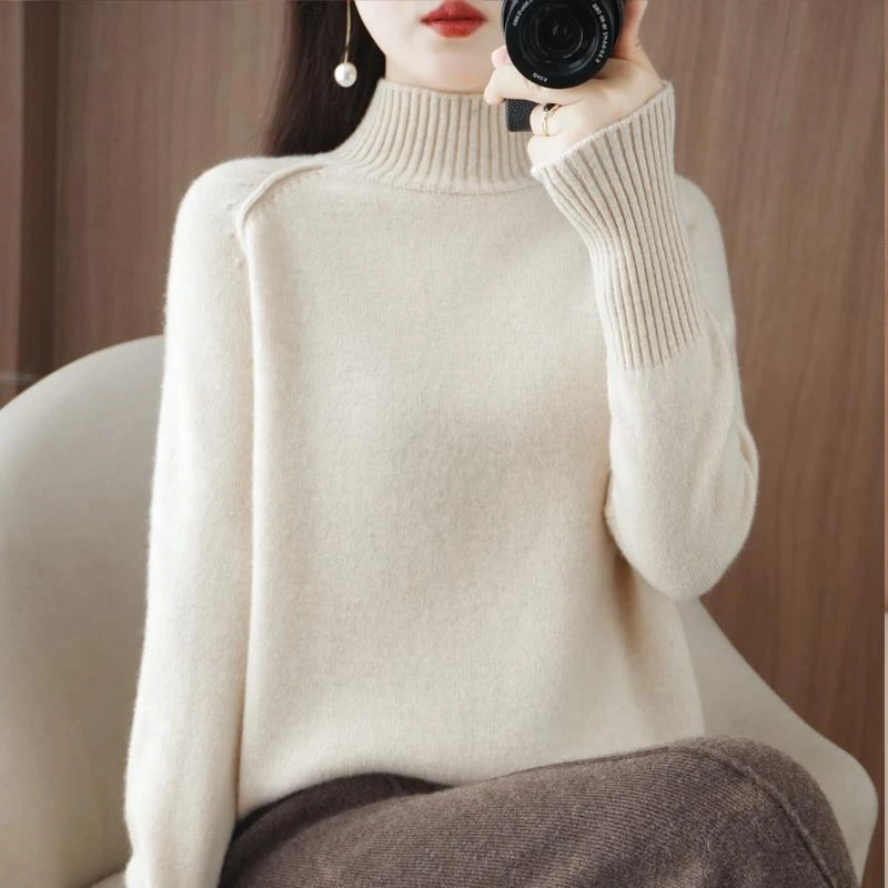 100%羊毛加厚高领长袖宽松百搭洋气慵懒显瘦上衣毛衣女25秋冬新款