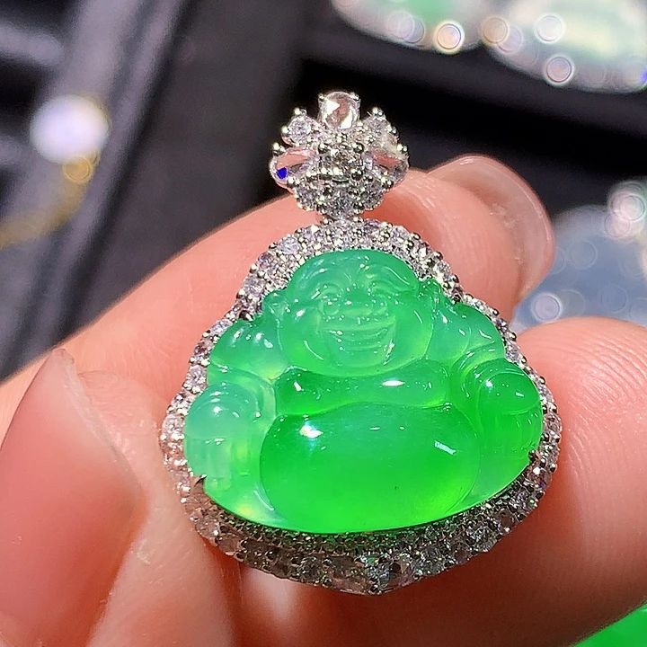 翡翠18K金镶嵌吊坠(不含链)