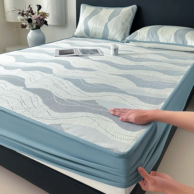 富安娜适用夏季冰丝凉席床笠款可机洗水洗2025新款夏天凉感软席