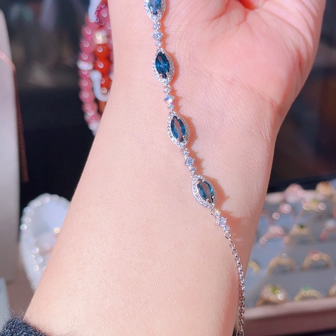 托帕石手链银S925镶嵌