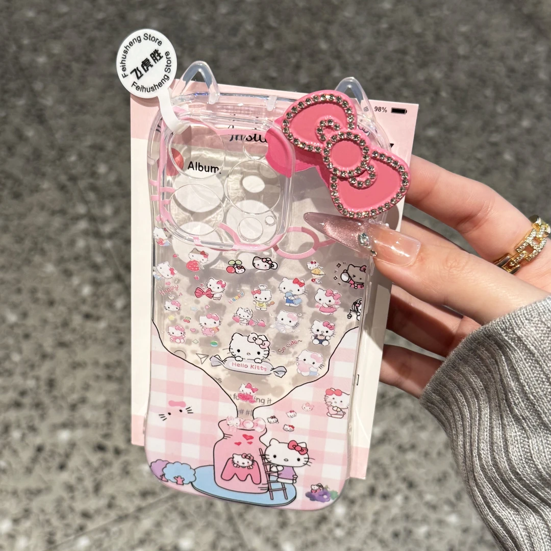 飞虎胜爱收集Kitty猫适用iPhone16/15小蛮腰猫耳朵手机壳苹果14套