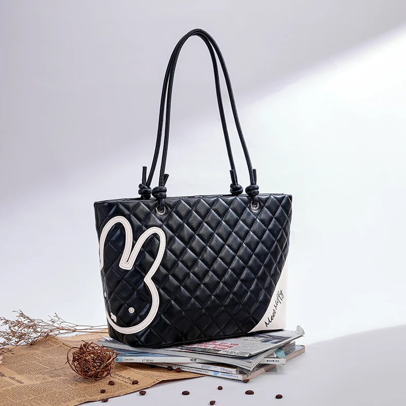 MIFFY/米菲2025新款托特包黑白色简约百搭时尚托特包大号