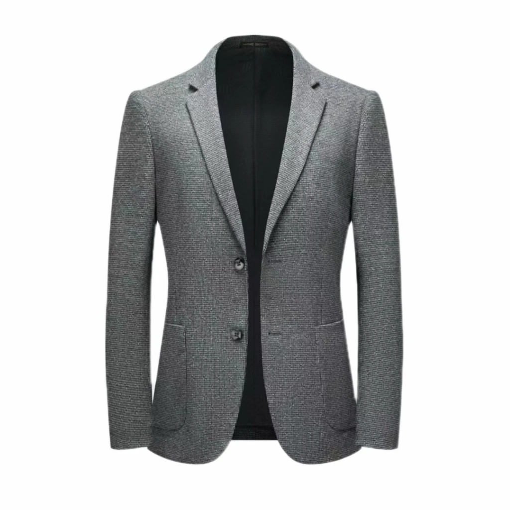 【洺齐男装】休闲修身黑白格西装黑白格商务外套