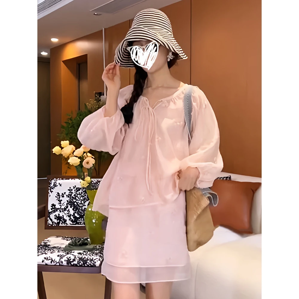 知性风衣服2025夏季时尚气质绣花衬衫长短款半身裙套装洋气衣服女