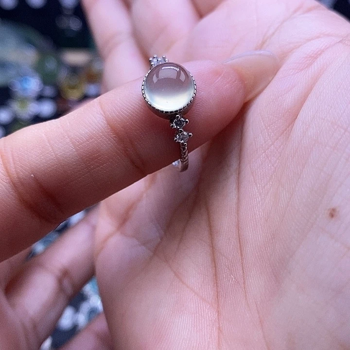 岫玉银S925镶嵌戒指