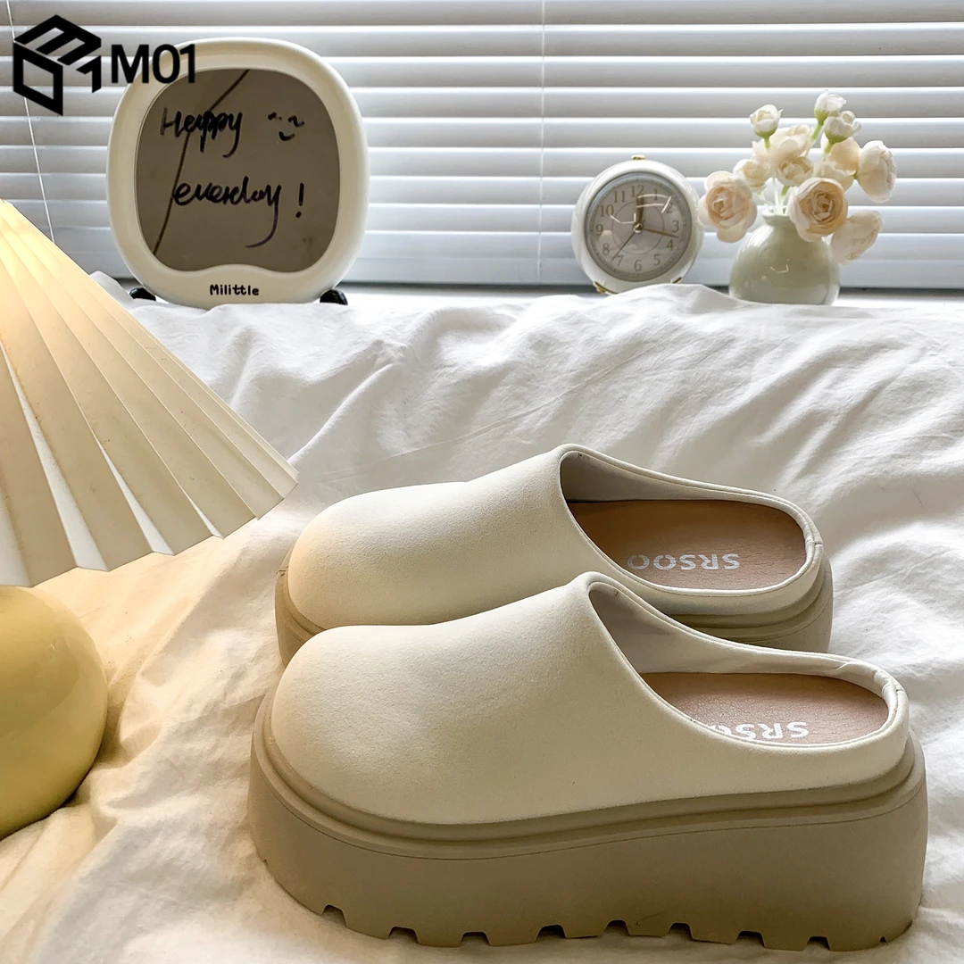 M01松糕厚底增高包头半拖鞋女外穿2025新款勃肯鞋百搭小个子凉拖