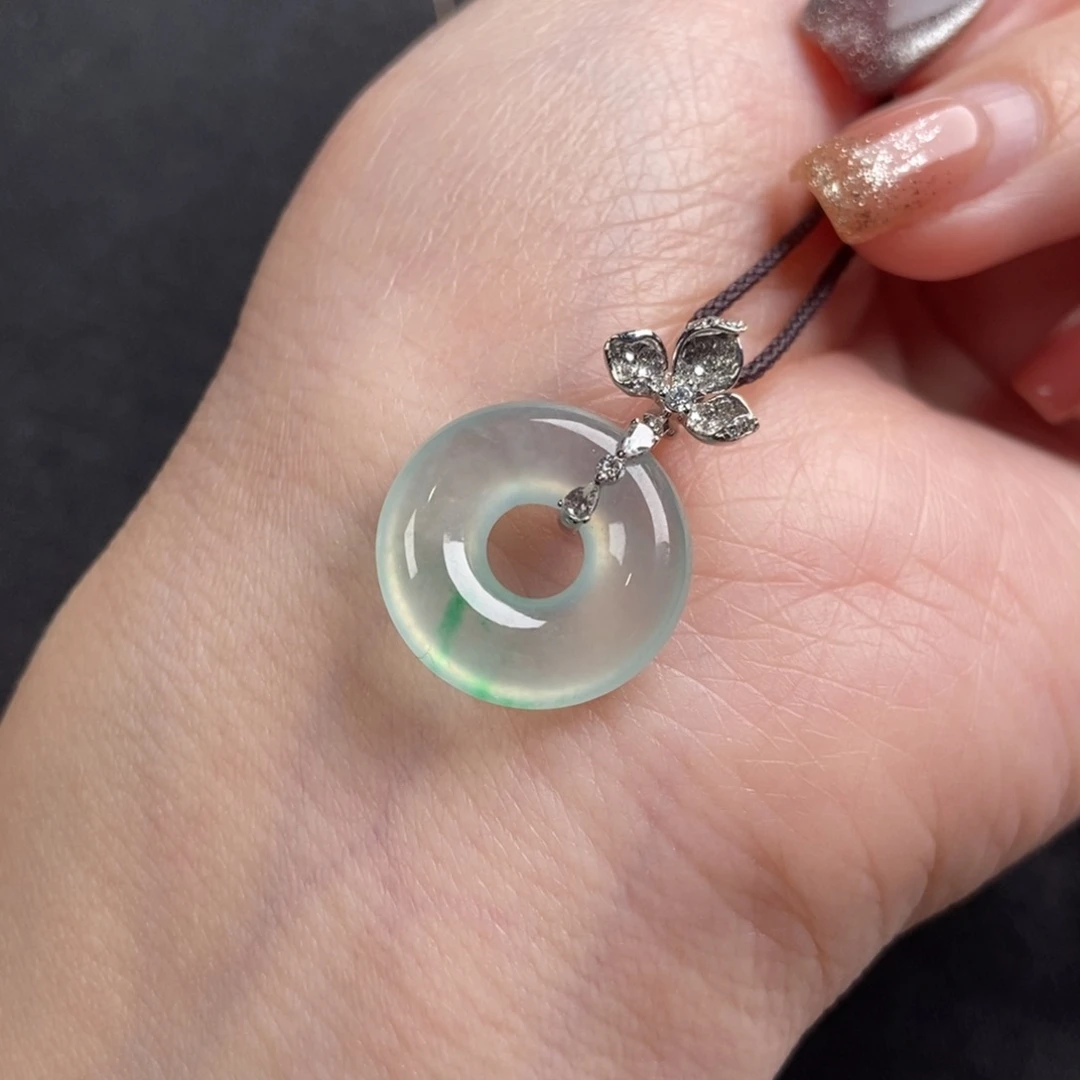 翡翠颈饰18K金镶嵌16.5-4.0