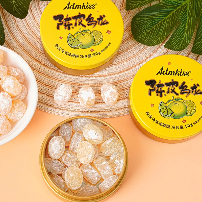 陈皮乌龙味硬糖50g铁盒便携装办公室开车会议约会谈话酸甜口