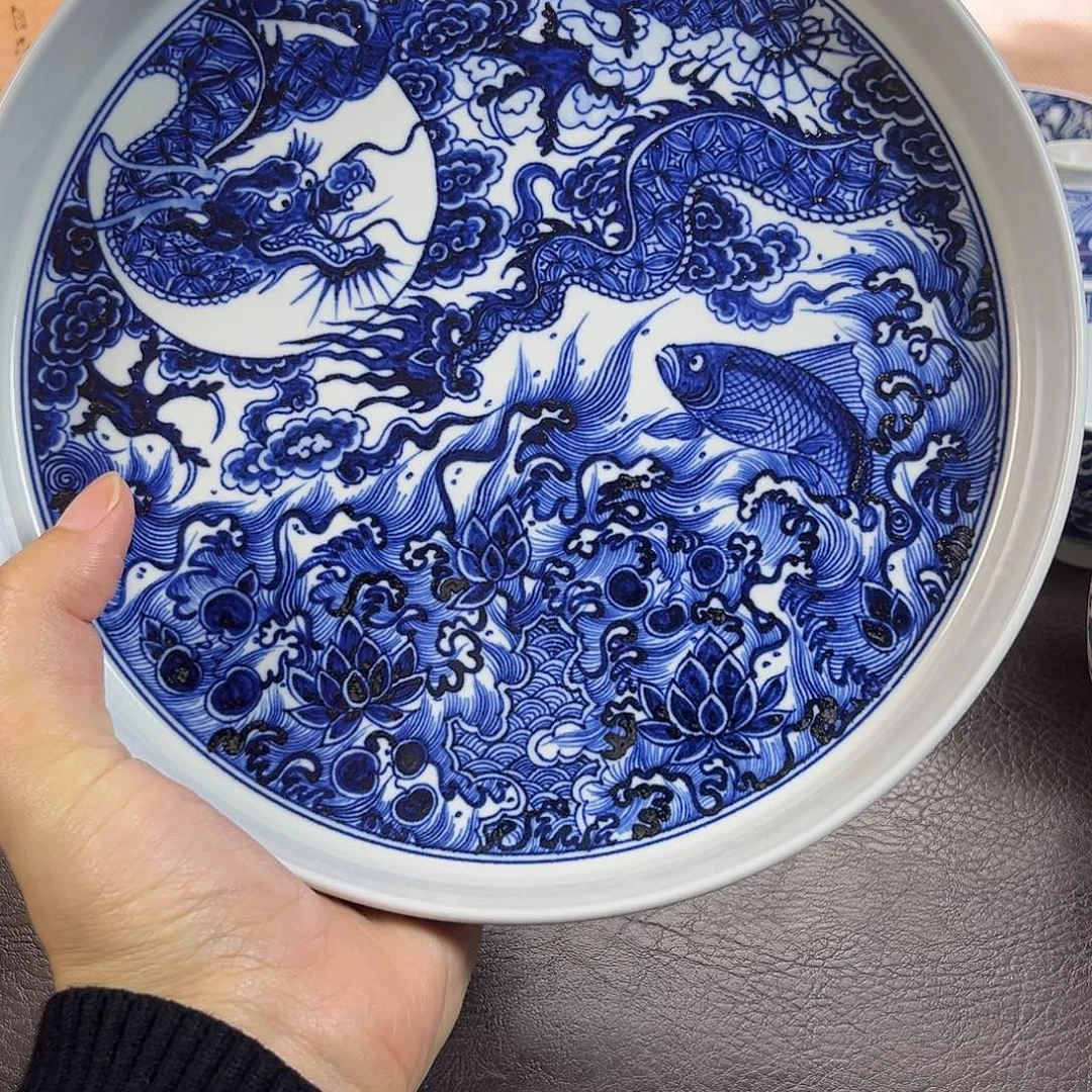 朝岚夕霞仿至正元青花原矿釉烧制全手绘主人杯