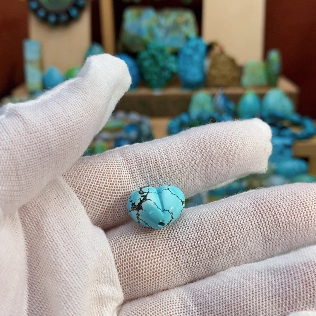 定制绿松石蓝色爱心吊坠